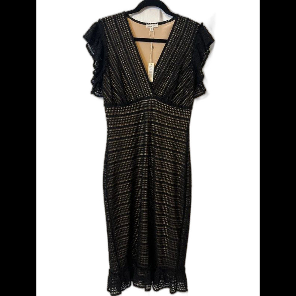 NWT Max Studio black net/full lining midi dress